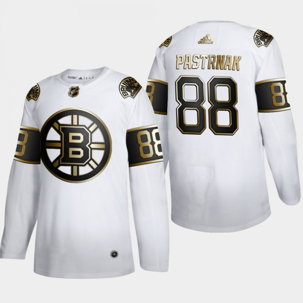 Men's Boston Bruins David Pastrnak #88 NHL Golden Edition White Authentic Jersey