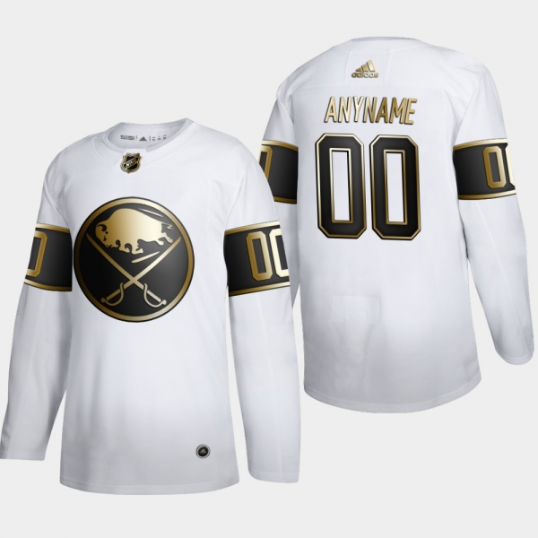 Men's Buffalo Sabres Custom #00 NHL Golden Edition White Authentic Jersey