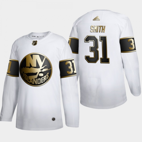 Men's JerseyMen's New York Islanders Billy Smith #31 NHL Golden Edition White Retired Authentic Jersey