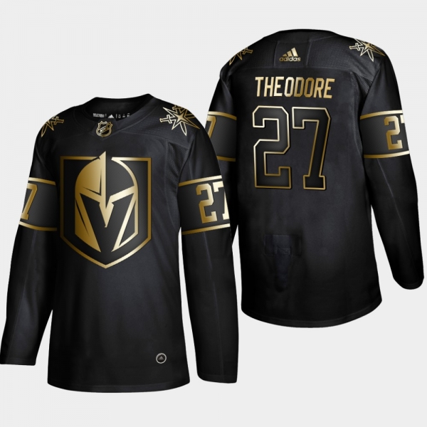 Men's Vegas Golden Knights Shea Theodore #27 2019 NHL Golden Edition Black Authentic Player Jersey