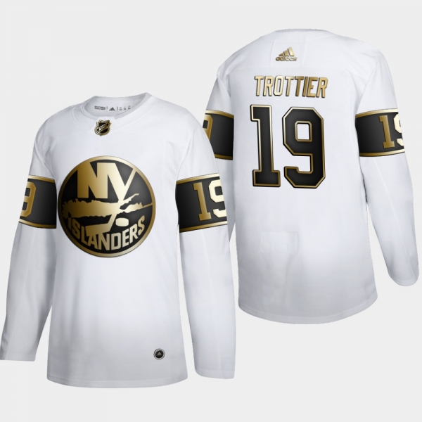 Men's New York Islanders Bryan Trottier #19 NHL Golden Edition White Retired Authentic Jersey