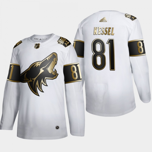 Men's JerseyMen's Arizona Coyotes Phil Kessel #81 NHL Golden Edition White Authentic Jersey