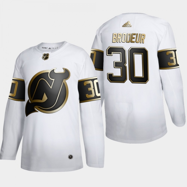 Men's New Jersey Devils Martin Brodeur #30 NHL Golden Edition White Retired Authentic Jersey