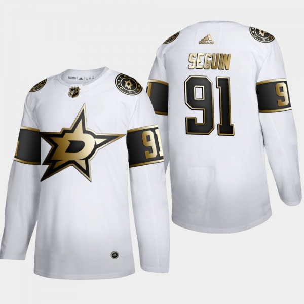 Men's Dallas Stars Tyler Seguin #91 NHL Golden Edition White Authentic Jersey