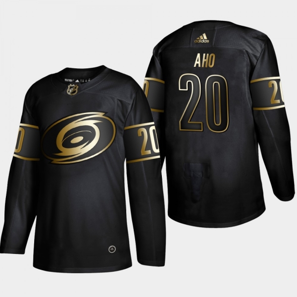 Men's Carolina Hurricanes Sebastian Aho #20 2019 NHL Golden Edition Black Authentic Player Jersey