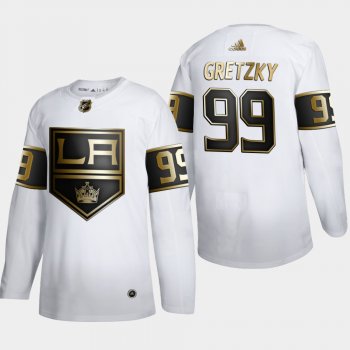 Men's Los Angeles Kings Wayne Gretzky #99 NHL Golden Edition White Retired Authentic Jersey