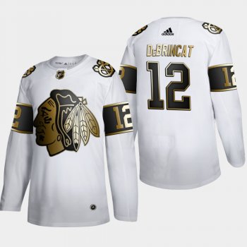 Men's JerseyMen's Chicago Blackhawks Alex DeBrincat #12 NHL Golden Edition White Authentic Jersey