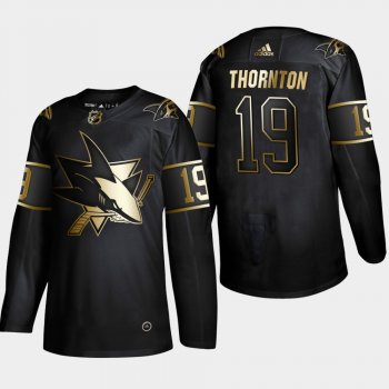 Men's San Jose Sharks Joe Thornton #19 2019 NHL Golden Edition Black Authentic Player Jersey