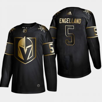 Men's Vegas Golden Knights Deryk Engelland #5 2019 NHL Golden Edition Black Authentic Player Jersey