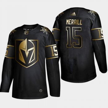 Men's Vegas Golden Knights Jon Merrill #15 2019 NHL Golden Edition Black Authentic Player Jersey