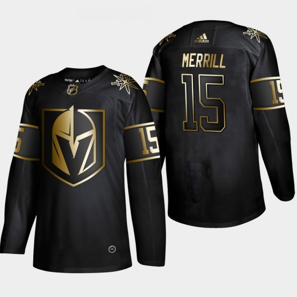 Men's Vegas Golden Knights Jon Merrill #15 2019 NHL Golden Edition Black Authentic Player Jersey