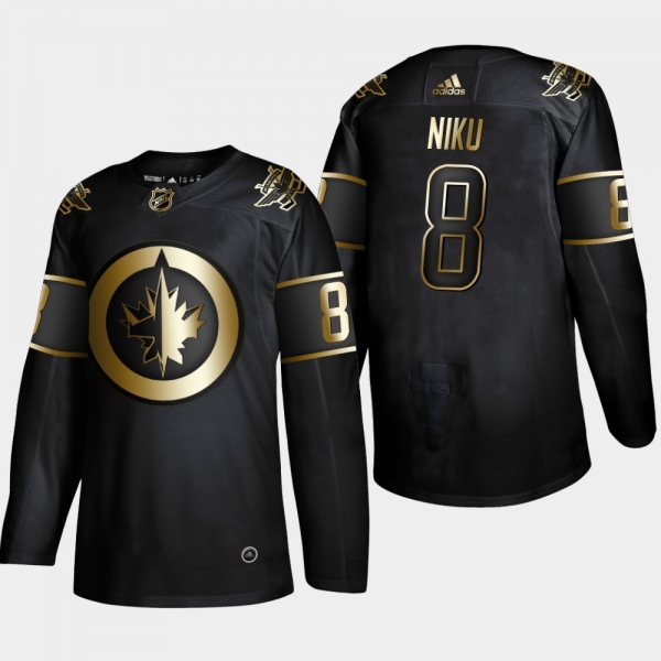 Men's Winnipeg Jets Sami Niku #8 NHL Golden Edition Black Authentic Jersey