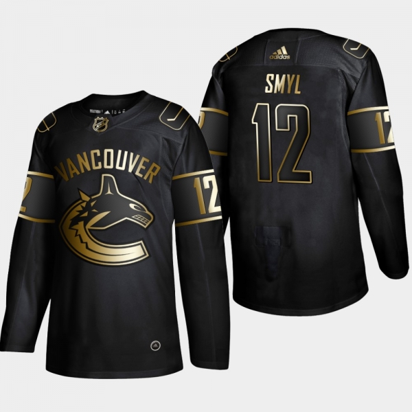 Men's JerseyMen's Vancouver Canucks Stan Smyl #12 2019 NHL Golden Edition Black Retired Player Jersey