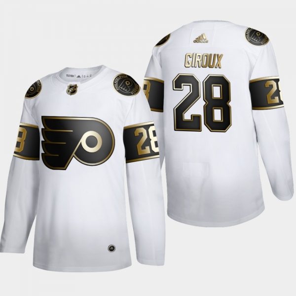 Men's Philadelphia Flyers Claude Giroux #28 NHL Golden Edition White Authentic Jersey