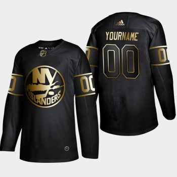 Men's New York Islanders Custom #00 2019 NHL Golden Edition Black Authentic Player Jersey