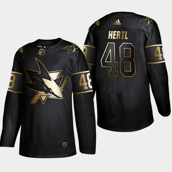 Men's JerseyMen's San Jose Sharks Tomas Hertl #48 2019 NHL Golden Edition Black Authentic Player Jersey