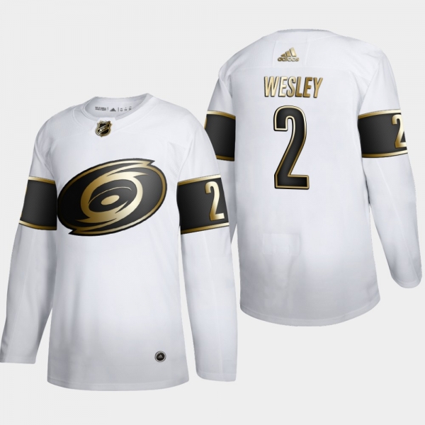 Men's Carolina Hurricanes Glen Wesley #2 NHL Golden Edition White Retired Authentic Jersey