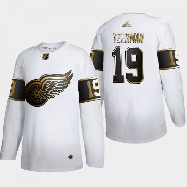 Men's Detroit Red Wings Steve Yzerman #19 NHL Golden Edition White Retired Authentic Jersey