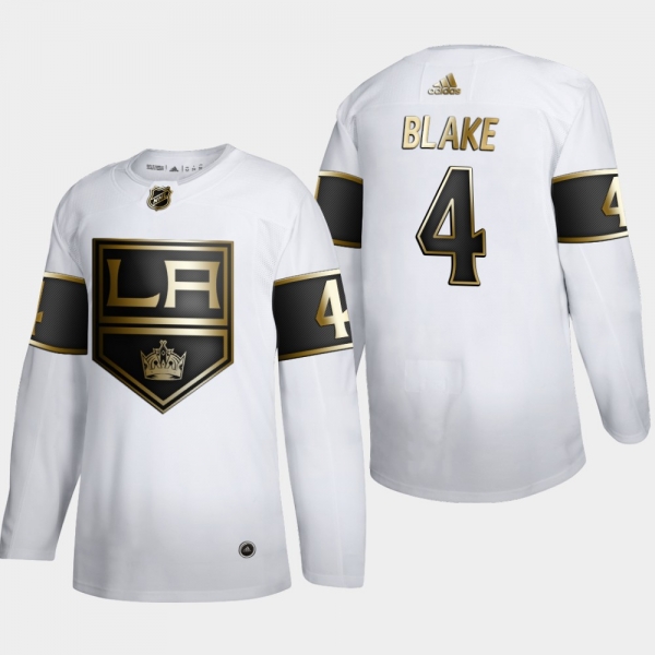 Men's JerseyMen's Los Angeles Kings Rob Blake #4 NHL Golden Edition White Retired Authentic Jersey