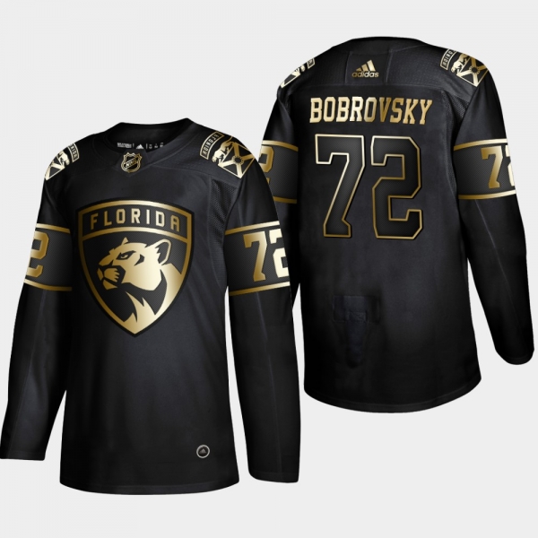 Florida Panthers Sergei Bobrovsky #72 NHL Golden Edition Authentic Jersey - Black