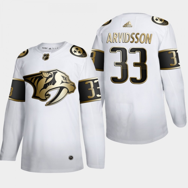 Men's Nashville Predators Viktor Arvidsson #33 NHL Golden Edition White Authentic Jersey