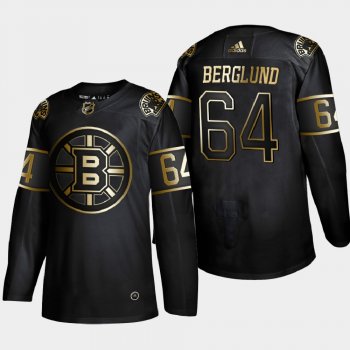 Men's Boston Bruins Victor Berglund #64 NHL Golden Edition Black Authentic Jersey