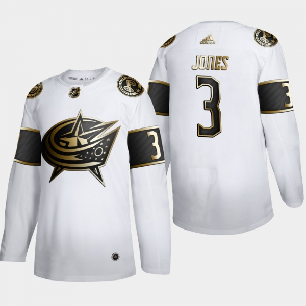 Men's Columbus Blue Jackets Seth Jones #3 NHL Golden Edition White Authentic Jersey