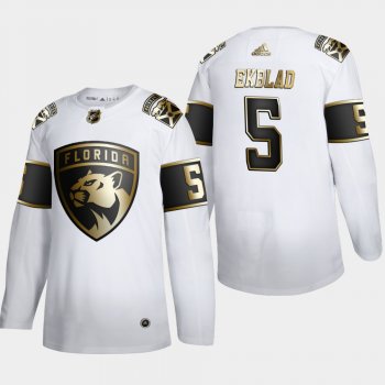 Men's Florida Panthers Aaron Ekblad #5 NHL Golden Edition White Authentic Jersey