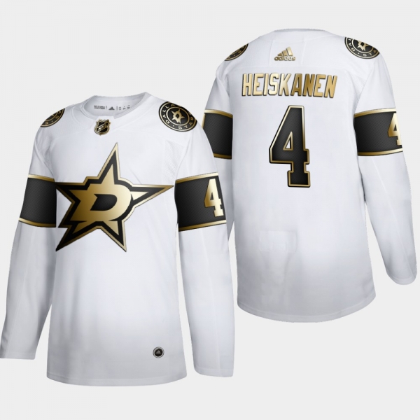 Men's Dallas Stars Miro Heiskanen #4 NHL Golden Edition White Authentic Jersey