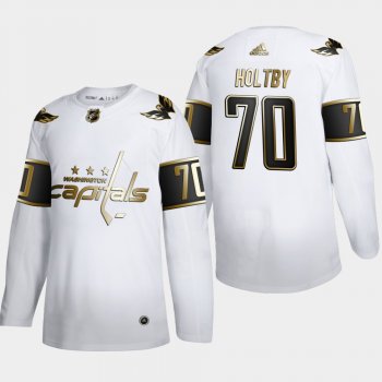 Men's Washington Capitals Braden Holtby #70 NHL Golden Edition White Authentic Jersey