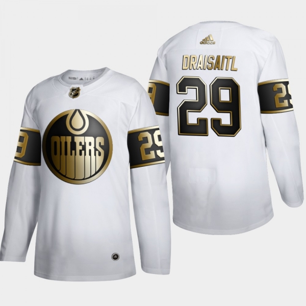 Men's Edmonton Oilers Leon Draisaitl #29 NHL Golden Edition White Authentic Jersey