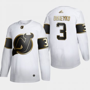 Men's New Jersey Devils Ken Daneyko #3 NHL Golden Edition White Retired Authentic Jersey