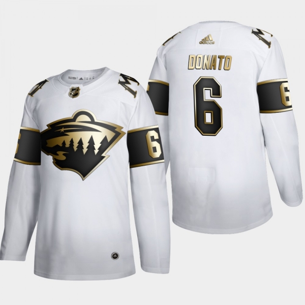 Men's Minnesota Wild Ryan Donato #6 NHL Golden Edition White Authentic Jersey