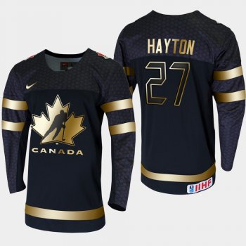 Canada Barrett Hayton #27 2020 IIHF World Junior Championship Black Golden Edition Jersey