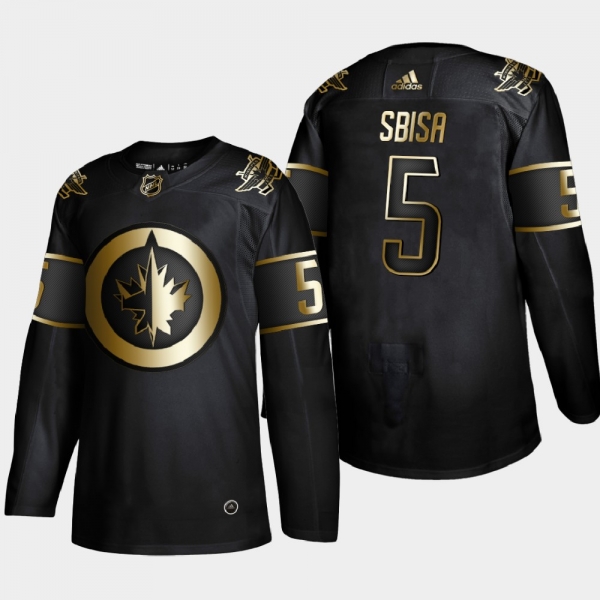 Men's Winnipeg Jets Luca Sbisa #5 NHL Golden Edition Black Authentic Jersey