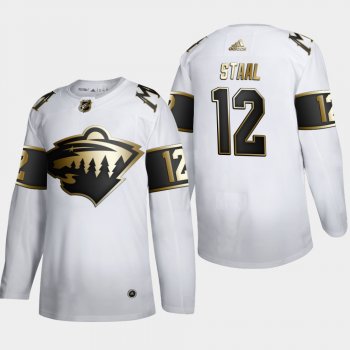 Men's Minnesota Wild Eric Staal #12 NHL Golden Edition White Authentic Jersey