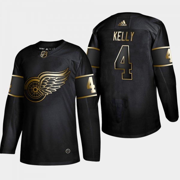 Detroit Red Wings Red Kelly #4 NHL Golden Edition Black Retired Jersey