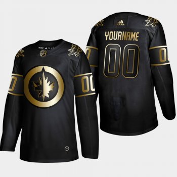 Men's Winnipeg Jets Custom #00 2019 NHL Golden Edition Black Authentic Player Jersey