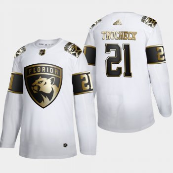 Men's Florida Panthers Vincent Trocheck #21 NHL Golden Edition White Authentic Jersey