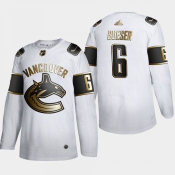 Men's Vancouver Canucks Brock Boeser #6 NHL Golden Edition White Authentic Jersey