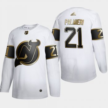 Men's New Jersey Devils Kyle Palmieri #21 NHL Golden Edition White Authentic Jersey