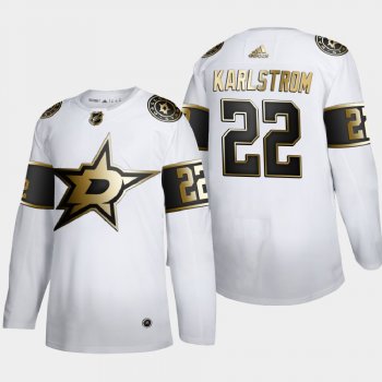 Dallas Stars Fredrik Karlstrom #22 NHL Golden Edition Authentic Jersey - White