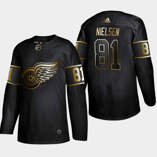 Men's Detroit Red Wings Frans Nielsen #81 NHL Golden Edition Black Authentic Jersey