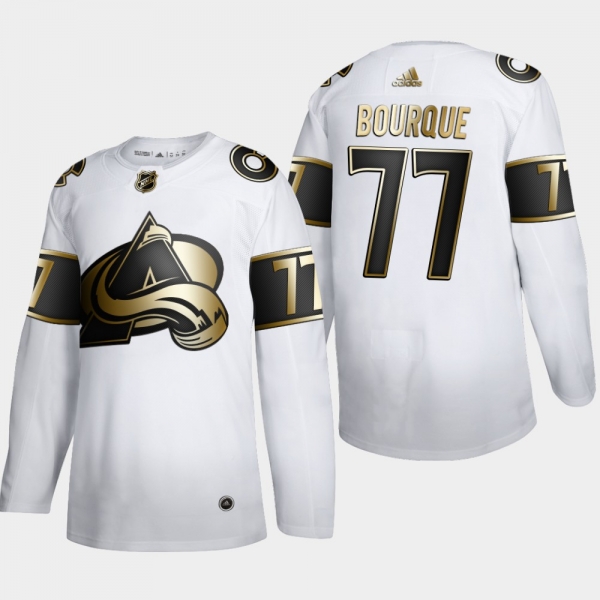 Men's Colorado Avalanche Ray Bourque #77 NHL Golden Edition White Retired Authentic Jersey