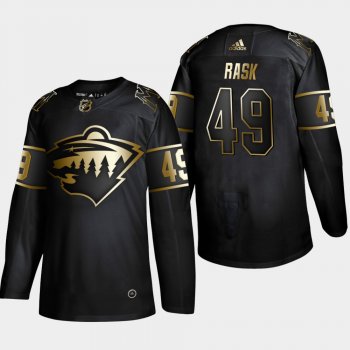 Men's JerseyMinnesota Wild Victor Rask #49 Authentic 2019 NHL Golden Edition Black Player Jersey - Men's