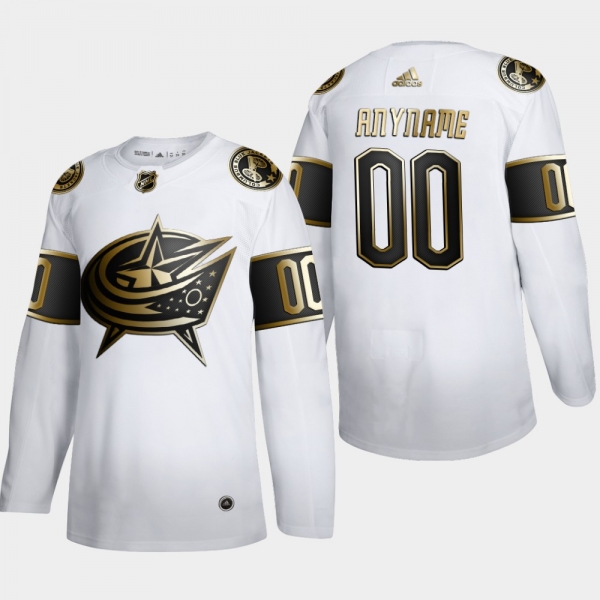 Men's Columbus Blue Jackets Custom #00 NHL Golden Edition White Authentic Jersey