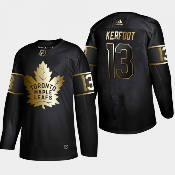 Men's Toronto Maple Leafs Alexander Kerfoot #13 NHL Golden Edition Black Authentic Jersey