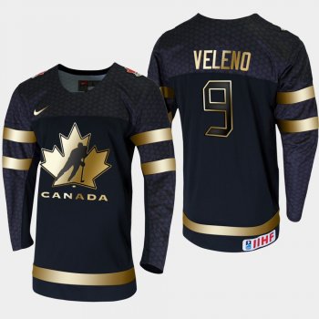 Men's JerseyCanada Joe Veleno #9 2020 IIHF World Junior Championship Black Golden Edition Jersey