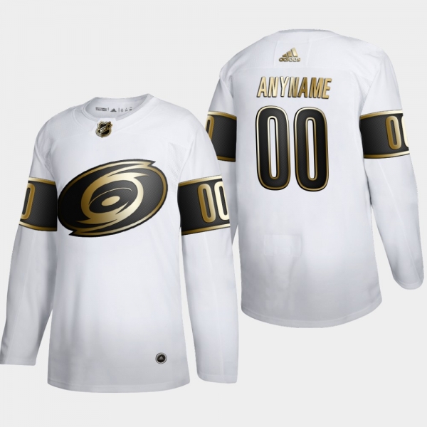 Men's Carolina Hurricanes Custom #00 NHL Golden Edition White Authentic Jersey