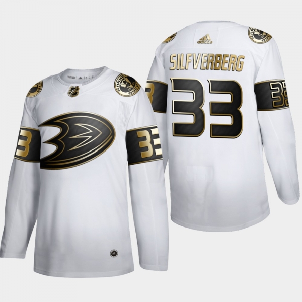 Men's Anaheim Ducks Jakob Silfverberg #33 NHL Golden Edition White Authentic Jersey